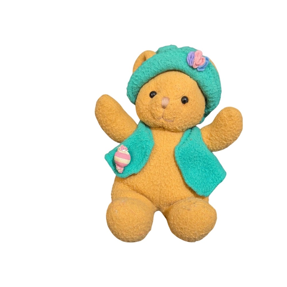 Vintage Commonwealth Teddy Bear With Green Hat &‎ Vest 9"